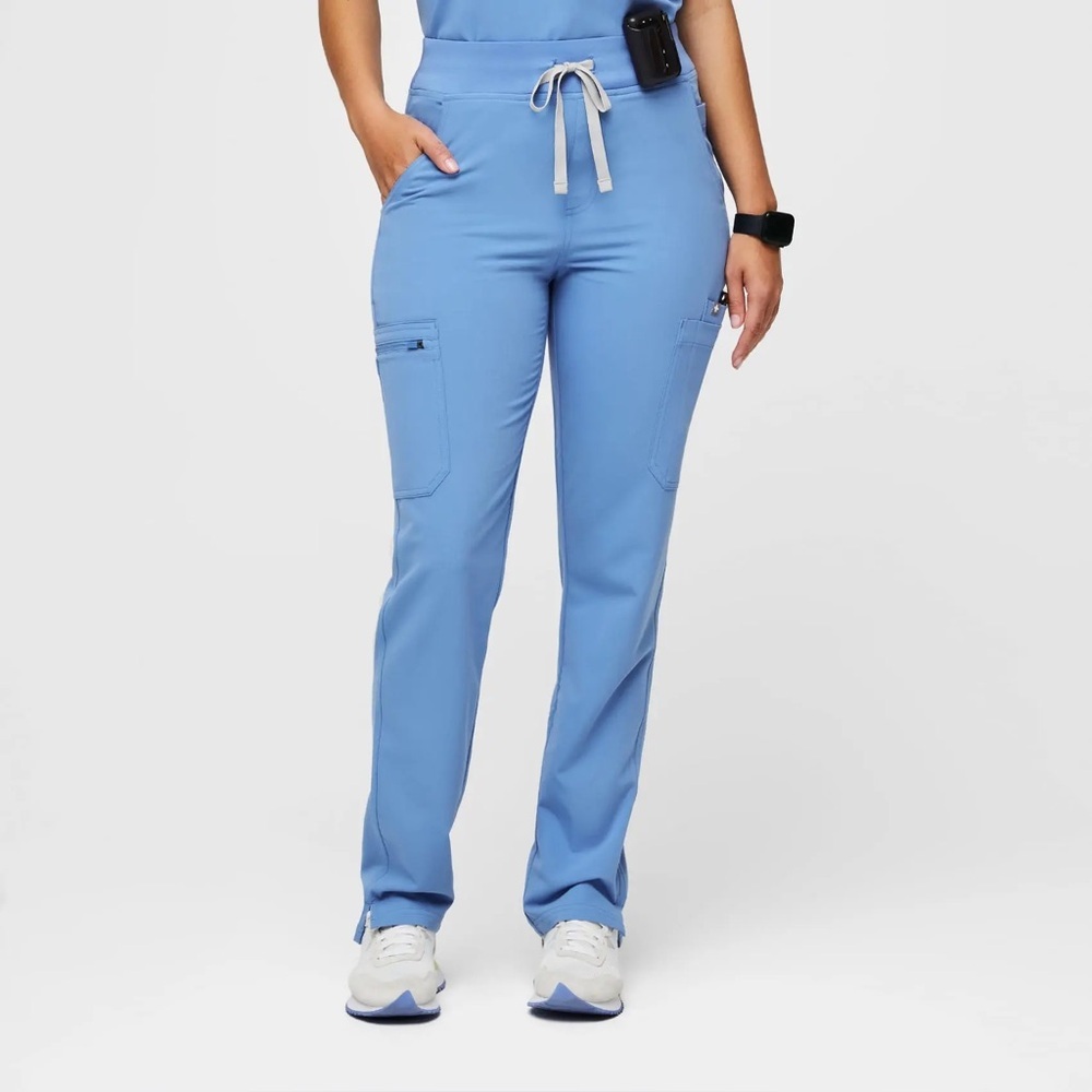 FIGS High Waisted Yola Skinny Blue Scrub Pants Large